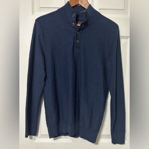 Stitch Fix Alesbury Mens Mock Neck Henley Shirt Navy Blue Cotton NWOT Size S
